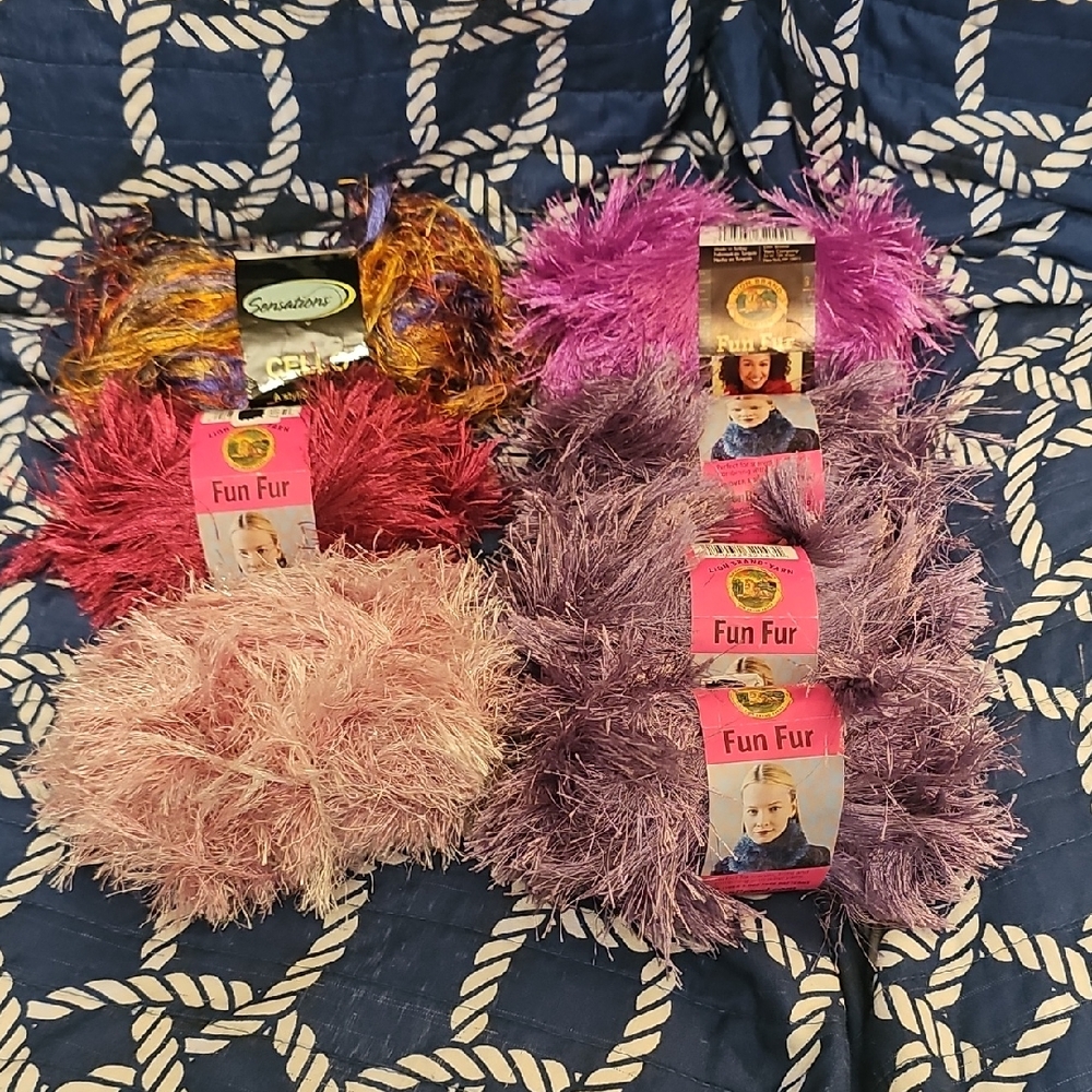 Fun Fur Yarn Pack - Purple, Pink, Red